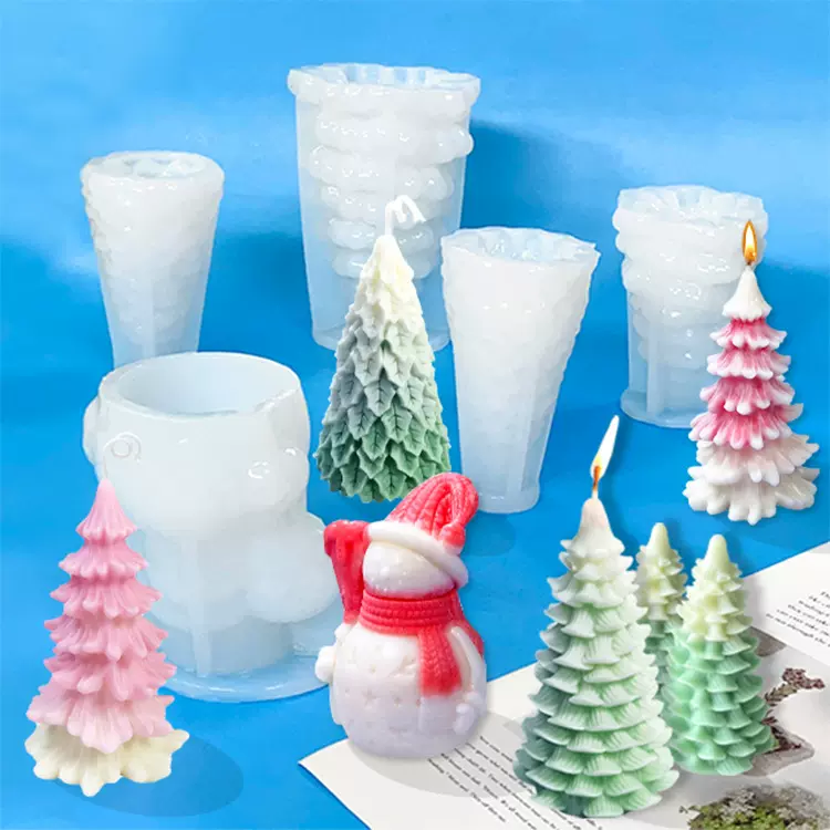 圣诞树雪人香薰蜡烛模具 创意diy圣诞树蛋糕装饰摆件硅胶模具