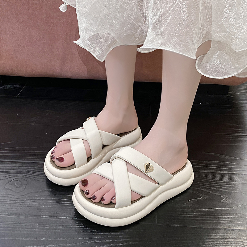 韩版交叉带拖鞋女外穿2024年新款软底一字拖时尚休闲夏季凉拖鞋女
