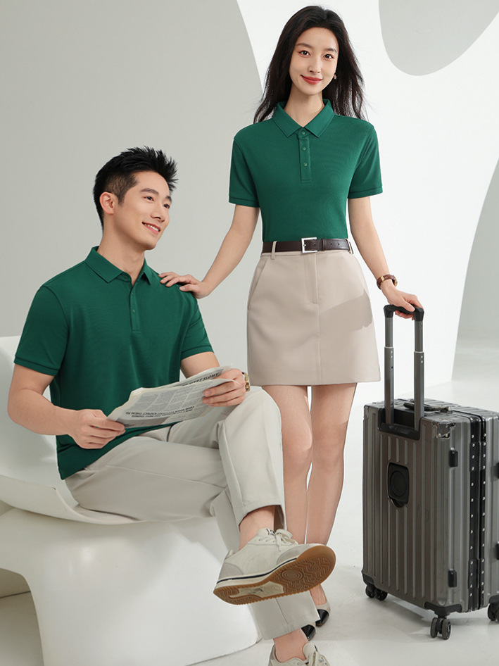 Cool polo personalizado logotipo de impresión hombre y mujer ropa de verano bordada manga corta ropa de trabajo de grupo de color sólido casual