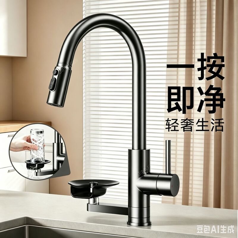 Cross-Border Stainless Steel Kitchen Pull-Out Hot and Cold Water Faucet with High-End Ambient Lighting for Home Use, Splash-Proof for Sink and Balcony Cross-Border Stainless Steel Kitchen Pull-Out Hot and Cold Water Faucet with High-End Ambient Lighting for Home Use, Splash-Proof for Sink and Balcony