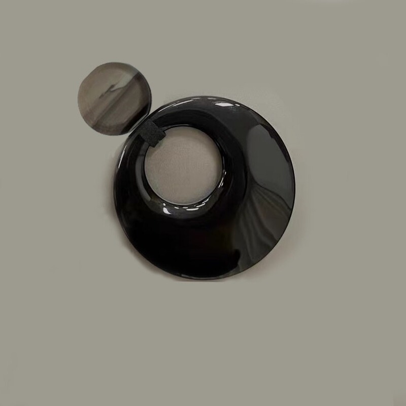 Natural stone 5cm obsidian elder brother eccentric buckle necklace pendant diy princess buckle black agate peace buckle jade pendant