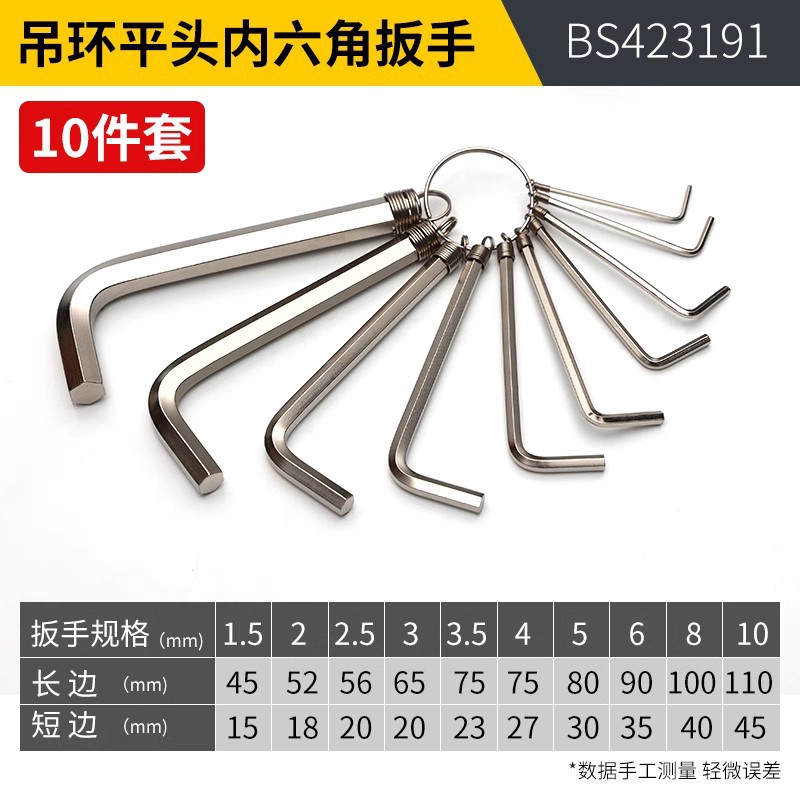 1.5-10mm Eye Bolt Flat Head Hex Socket 10-Piece Set BS423191