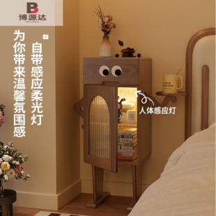 Robot-Shaped Bedside Table with Lights, Living Room Solid Wood Side Table, Tv Storage Cabinet, Side Cabinet, Creative Bedside Table