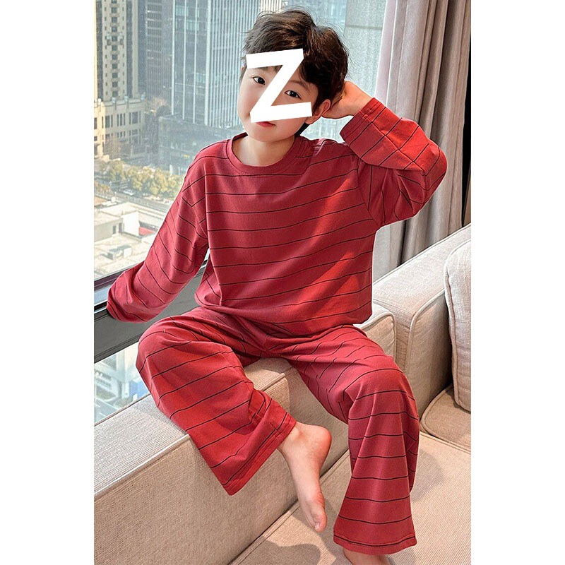 [High-Quality Imitation Cotton] Autumn and Winter New Stripesd Baby Pajamas, Kidsren's Home Clothes Suits, Boys' Long-Sleeved Pants