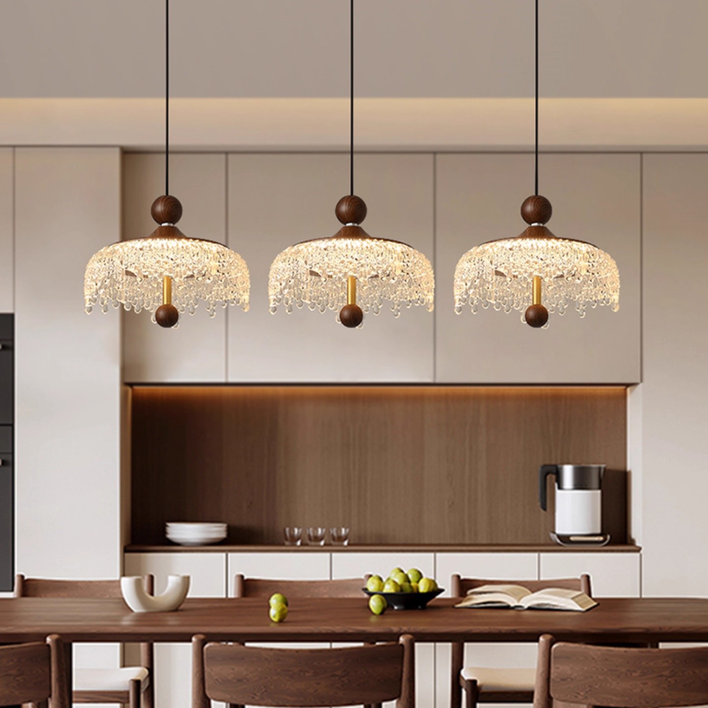 Estilo medieval color nuez inteligente elevación minimalista comedor retro lámpara de pasillo estudio dormitorio cabecera comedor candelier