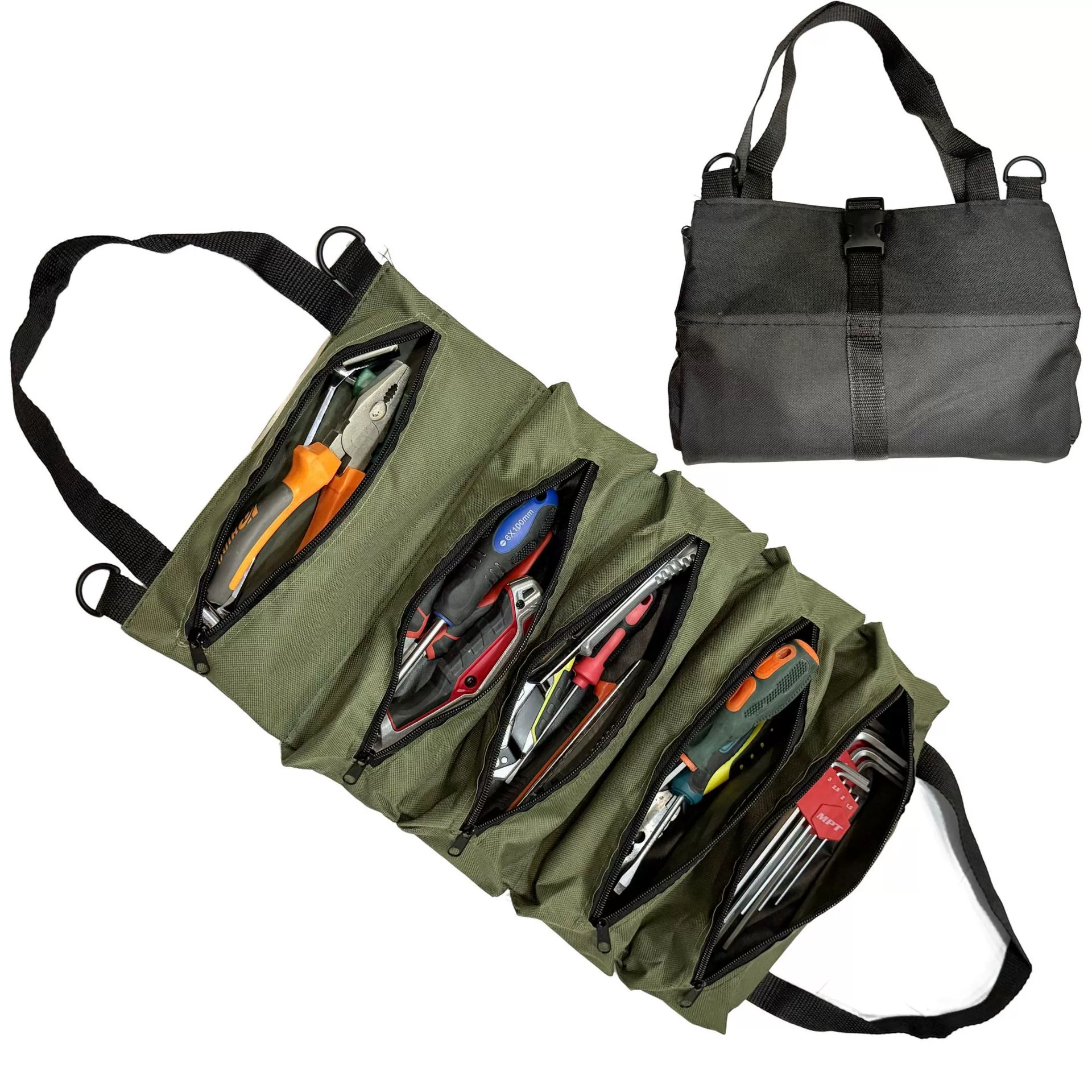 Трансграничная сумка для инструментов в рулоне, сумка для инструментов из ткани Оксфорд, автомобильная сумка для инструментов, многофункциональная сумка для электрика, сумка для инструментов