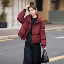 短款羽绒服女2025冬季新款小个子欧货宽松洋气红色加厚立领面包服
