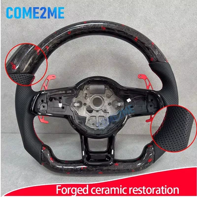 Red Patterned Forged Carbon Fiber Steering Wheel, Suitable for Volkswagen Golf 7 MK7 MK7.5 GTI
