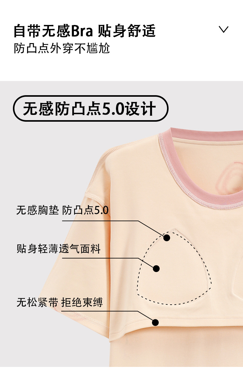 夏季短袖带胸垫睡裙女免穿内衣睡衣短袖裙家居服套装卡通可爱甜美详情24