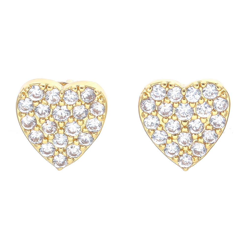 5g Weight Earrings Event & Party Supplies Fashion Heart Shape Copper Ear Studs Inlay Zircon Copper Earrings