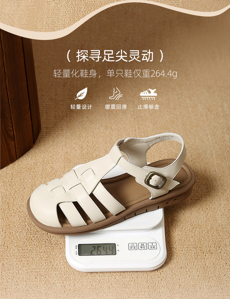 Dép sandal xỏ ngón nữ đế bệt phong cách La Mã — AF206F màu đen chi tiết 5