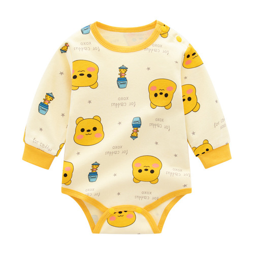 Baby HAI Newborn Baby All-in-One Suit Pure Cotton Autumn/Winter Korean Version Children Long Sleeve Puddle Suit Wholesale Crawling Suit Dropshipping