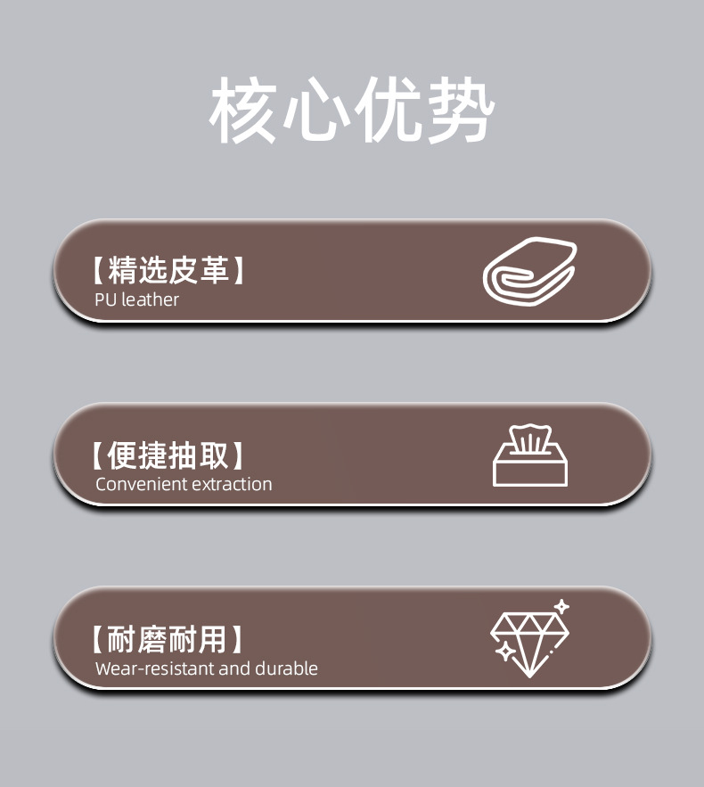 Car Tissue Box Multifunctional Seat Back Hanging Car Tissue Box Armrest Box Nappa Leather Car Tissue Box