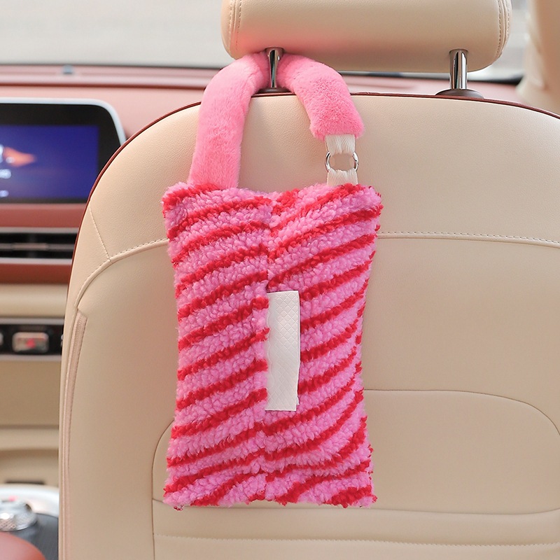 Che Zai Zhi Jin He Gua Shi – Bag Funny Car Tissue Car tissue box/set - 181-pink-diagonal-stripe-2416cm