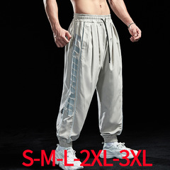 Fitness trendy sports trousers for men, casual sports running loose trousers for muscular men, thin breathable cuffed trousers