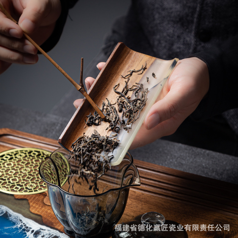 Nuevo norteamericano negro de nuez té tres piezas juego de té kung fu té accesorios de madera sólida té cucharas de té despertador de té
