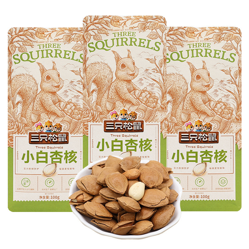 One Piece Dropshipping Three Squirrels Small White Apricot Kernels 100g Bagged Casual Snacks Nuts Snacks Almonds Free Shipping