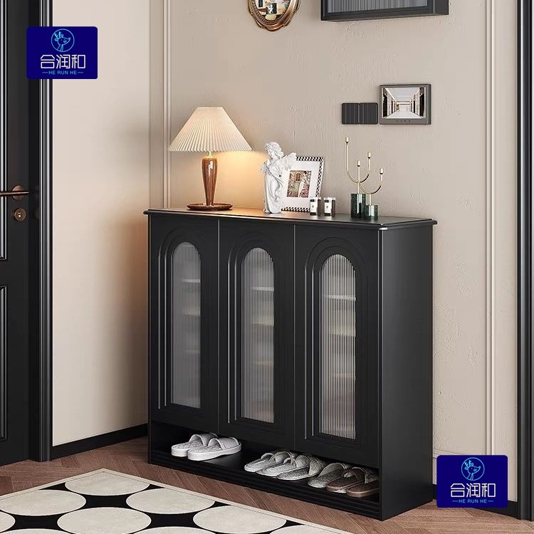 New French-Style Retro Wardrobe and Shoe Cabinet for Home Entrance, Popular Large-Capacity Multi-Layer Entryway Cabinet
