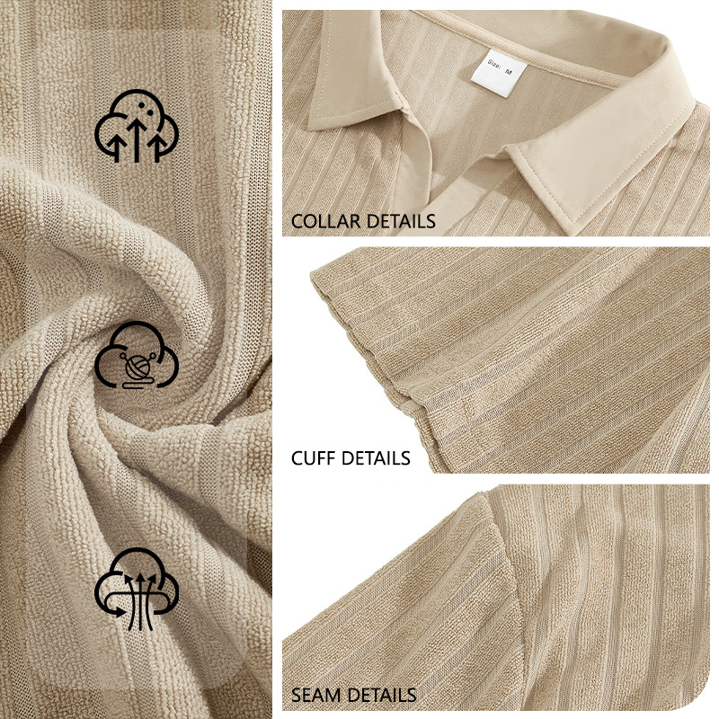 Camisa de Manga Corta a Rayas para Hombre de Poliéster Transpirable para Uso Casual