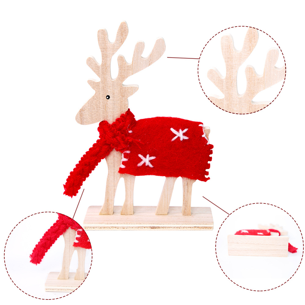 Nuevos adornos navideños de renos de madera transfronterizos 2026, decoraciones de Navidad, accesorios para escaparates, decoraciones para el hogar