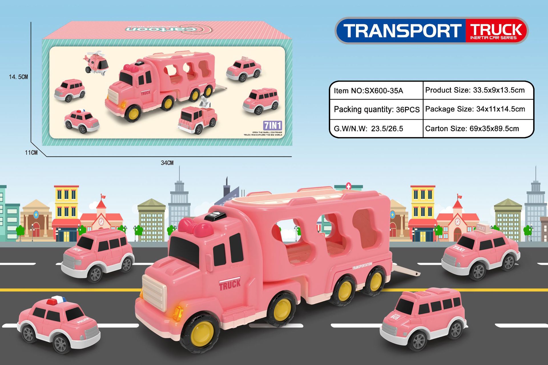 두 배 갑판 저장 차-핑크