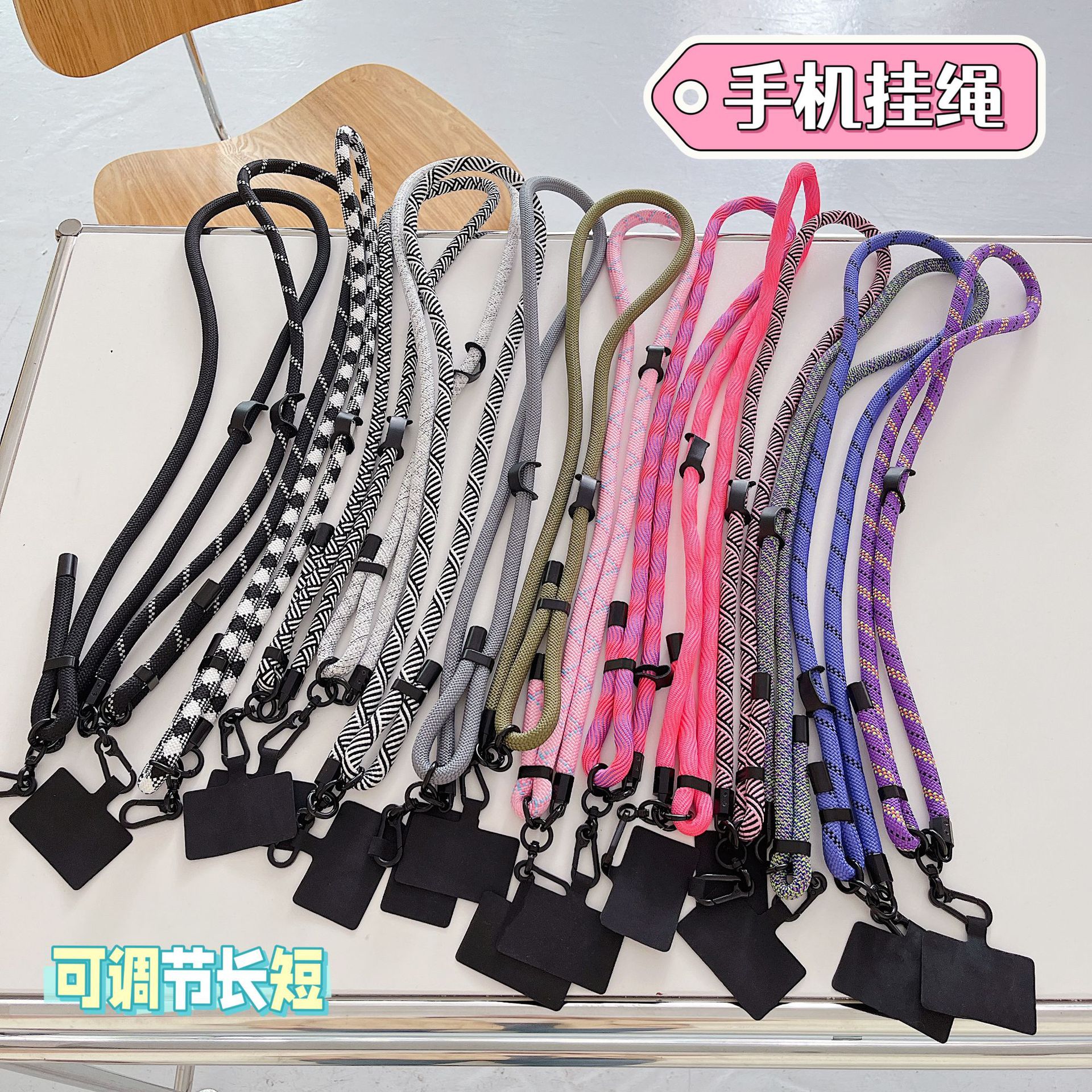 10mm caso de teléfono móvil universal ajustable longitud corta cuerda clip cuello colgante duradero correa de cinturón cadena al aire libre nylon