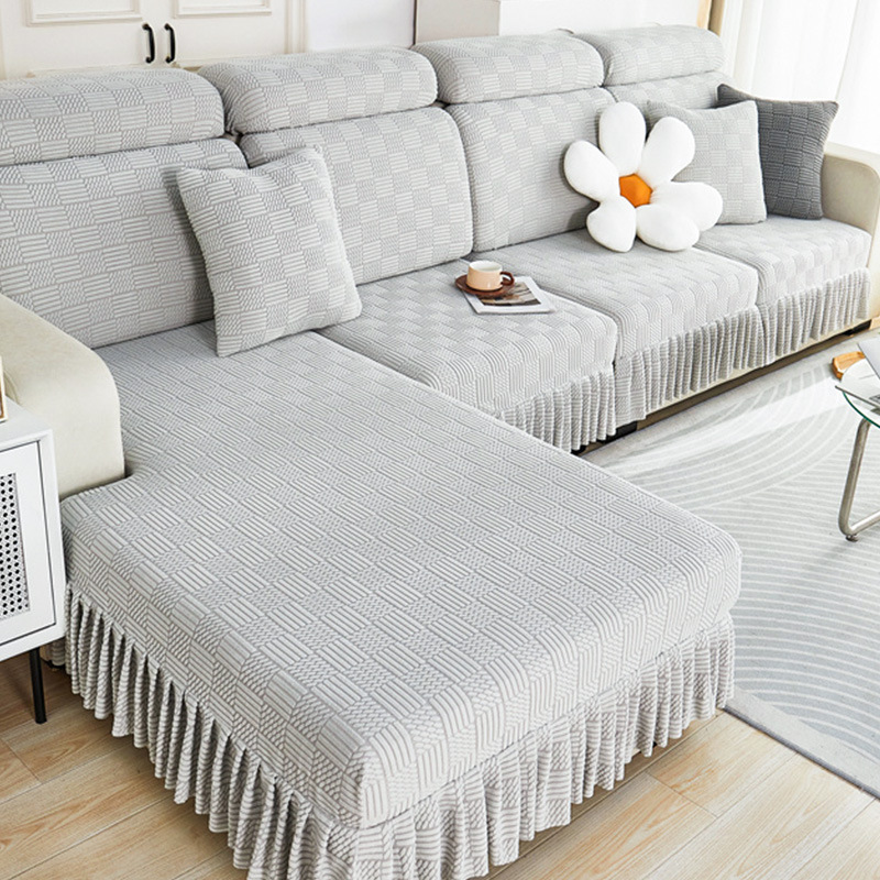 Funda de sofá universal todo incluido cuatro estaciones falda universal nuevo simple elástico antideslizante tela sofá a prueba de polvo ..