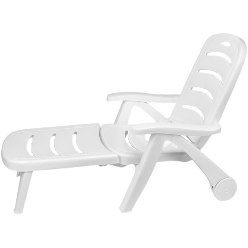 Silla de playa al aire libre de plástico de aluminio de madera maciza mesa de té piscina ajustable silla plegable cama de spa image 6