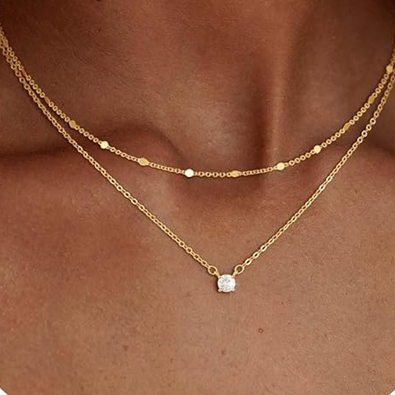 European and American Cross-Border Multi-Layered Necklaces for Women, Simple Trendy Ins-Style Minimalist Fashion Versatile Clavicle Chain Necklace