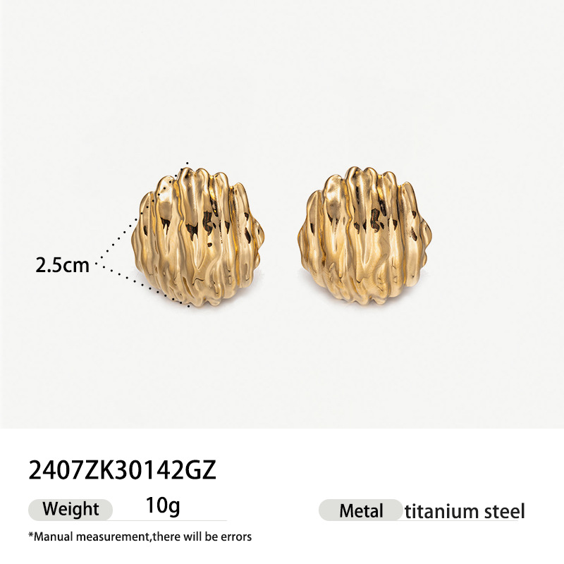 TENA transfronterizo de alta calidad texturas plegadas pendientes de acero inoxidable mujeres estilo de diseño de nicho simple pendientes de acero de titanio