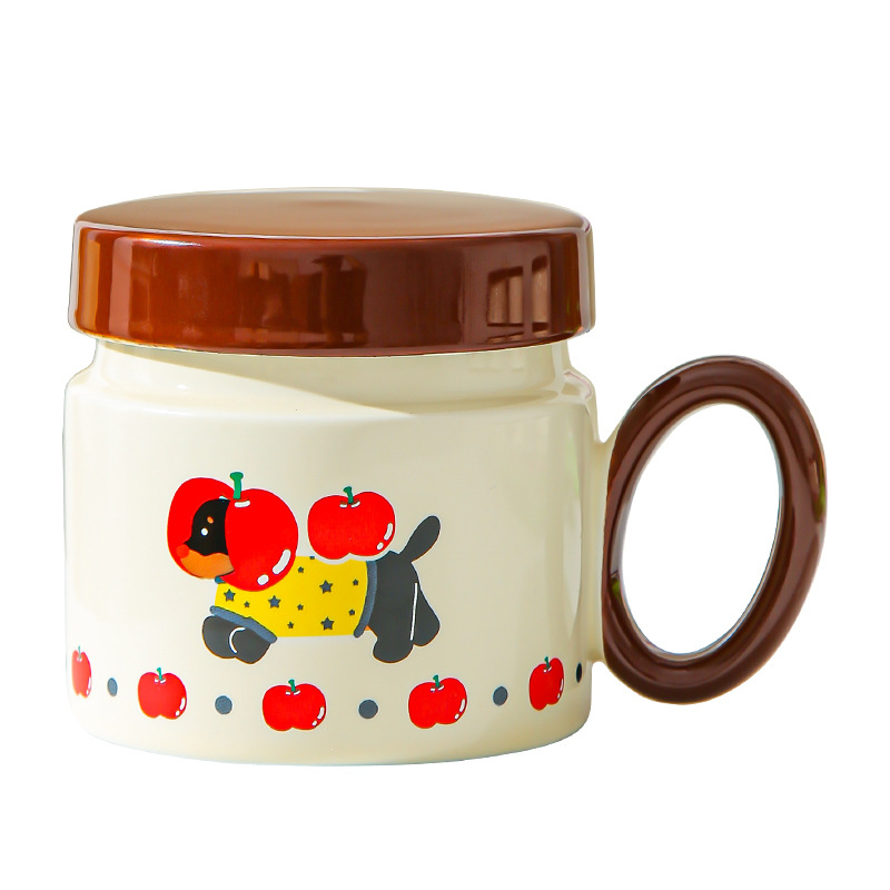 Taza de perro salchicha para chicas lindas tazas de agua caseras nuevas tazas de café de desayuno tazas de cerámica de café pareja