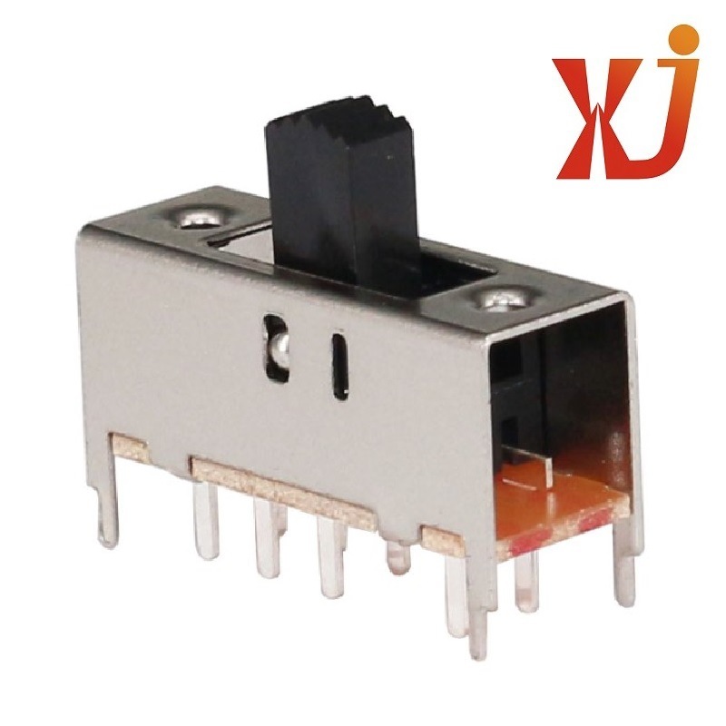 3档拨动开关柄长13mm  三档滑动开关行程4mm 3段推动开关双路八脚