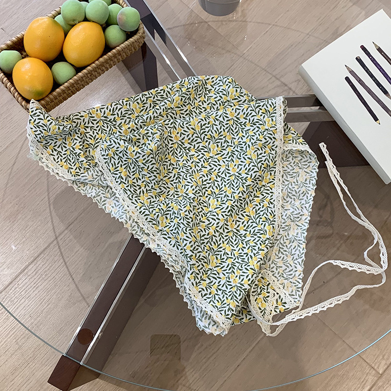 Turbante de verano pastoral coreano turbante de flores cortas francés alto grado toallas de triángulo toallas de seda bufandas de moda bufandas al por mayor