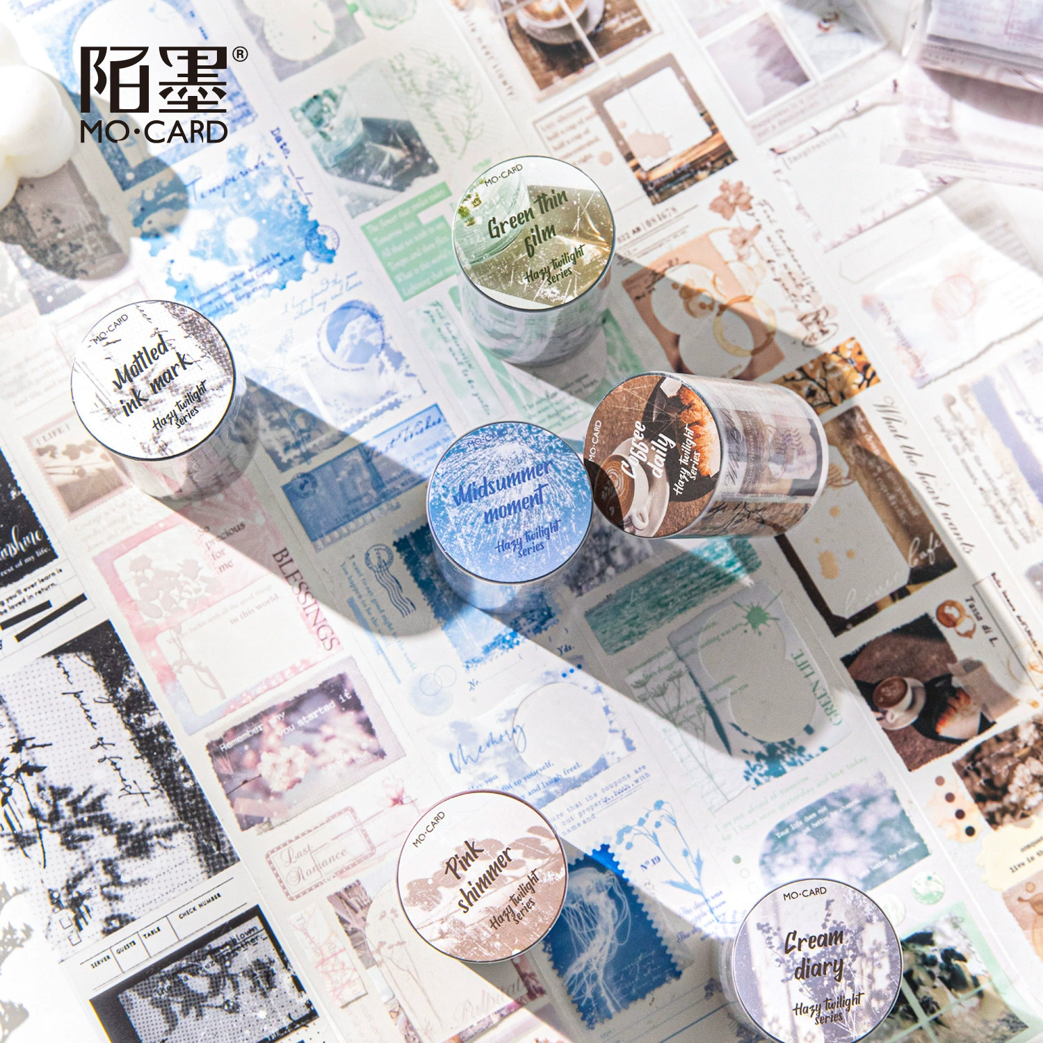 陌墨 Magnificent PET tape, hazy and shimmer series, European-style literary and artistic material decoration stickers, 6 styles to choose