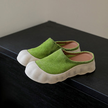 琢皮师 牛皮包头厚底防水台拖鞋真皮复古坡跟女皮拖夏季新款