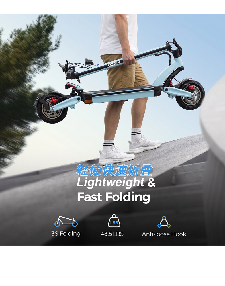 Dual-motor electric scooter for adults, foldable high-speed personal transport vehicle, customizable OEM lithium battery scooter for ride-hailing use