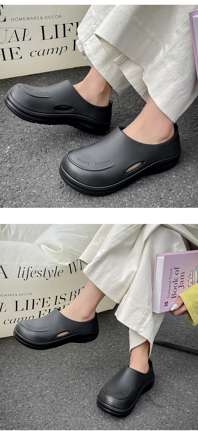Women's Thick Soled Mules Closed Toe Height Increasing Slippers_voghion.com