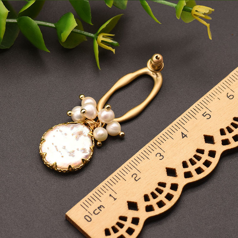 Pearl Inlay Material Drop Earrings Classification Retro Round Pearl Plating Inlay Pearl Drop Earrings 1 Pair
