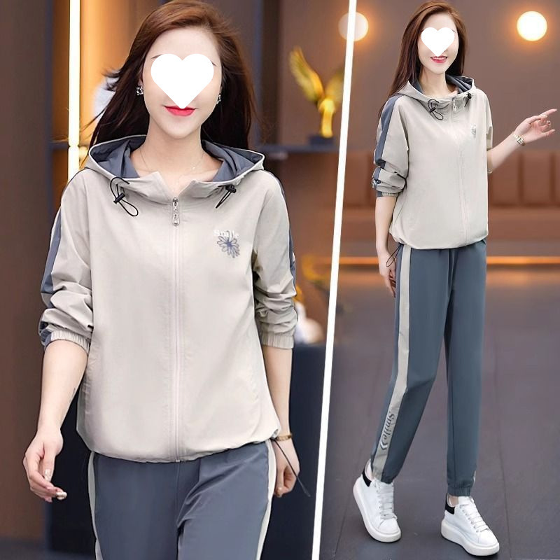 运动套装女2025新款早春穿搭时尚印花跑步服大码气质笙陇|undefined