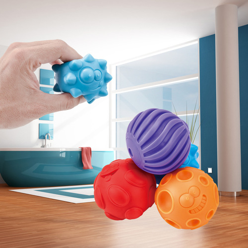 Cross-border baby 3D touch ball soft rubber multi-texture hand grasping ball baby sensory learning climbing Manhattan ball massage toy