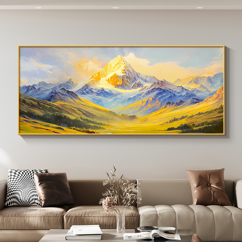 背靠金山客厅装饰画有山无水办公室沙发背景墙挂画轻奢高级感壁画|undefined