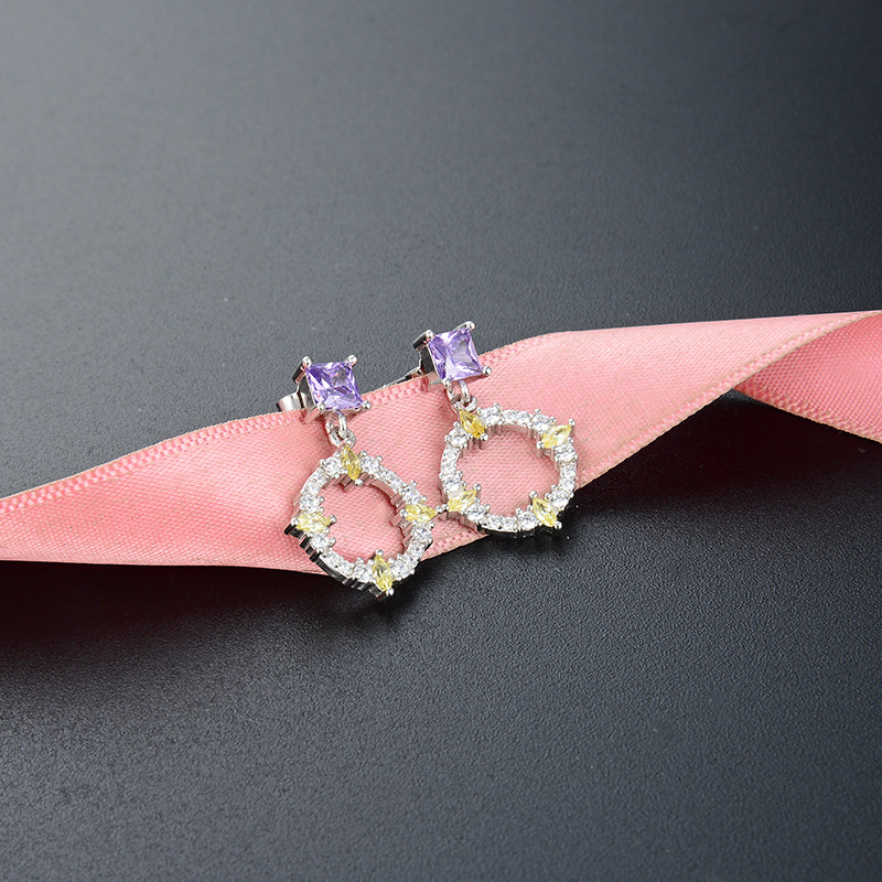 Corea del Sur ins Chanel estilo círculo pendientes diamante pendientes s925 plata esterlina simple circón pendientes para las mujeres al por mayor