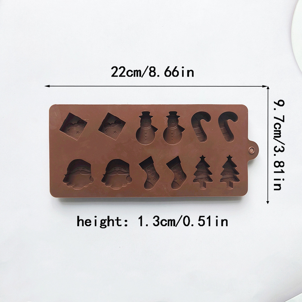 12 molde de pastel de silicona chocolate de Navidad 451 muñeco de nieve calcetines árbol DIY dulces moldes de hielo para hornear