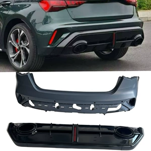 Suitable for Audi A3 models from 2021 to 2026, this is an RS3-style rear bumper, rear lip, and exhaust tip kit