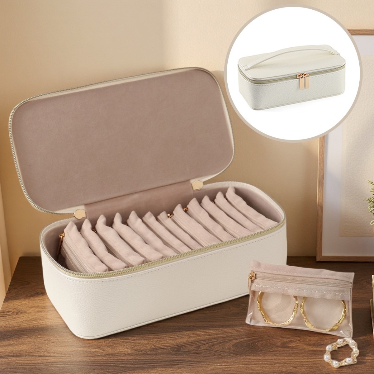 Portable 12-Piece Jewelry Box Set for Earrings, Jewelry, Rings, Bracelets, Watches, Necklaces, Storage Box, Storage Bag