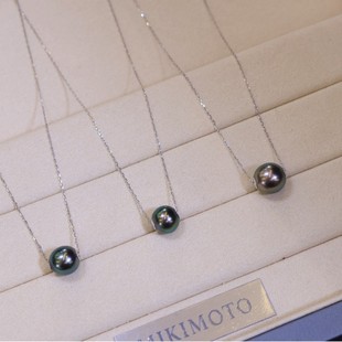 Pearl Finished Product Pt900 Seawater Tahitian Passepartout Necklace 9-10mm Nearly Perfect Round, Extremely Slight Flaws and Strong Light