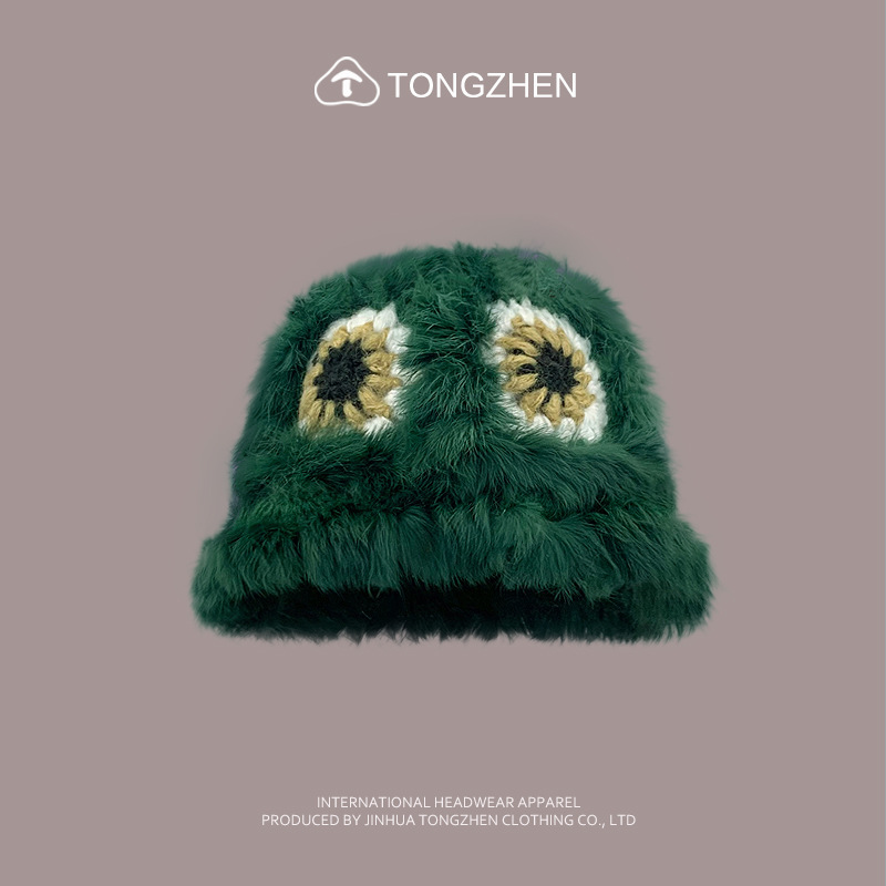 China-Chic Kaninchenhaar Löwe Erwachen Niedlicher Plüsch-Tigerkopf für Kinder, chinesische gestrickte Fischermütze im Winter_voghion.com