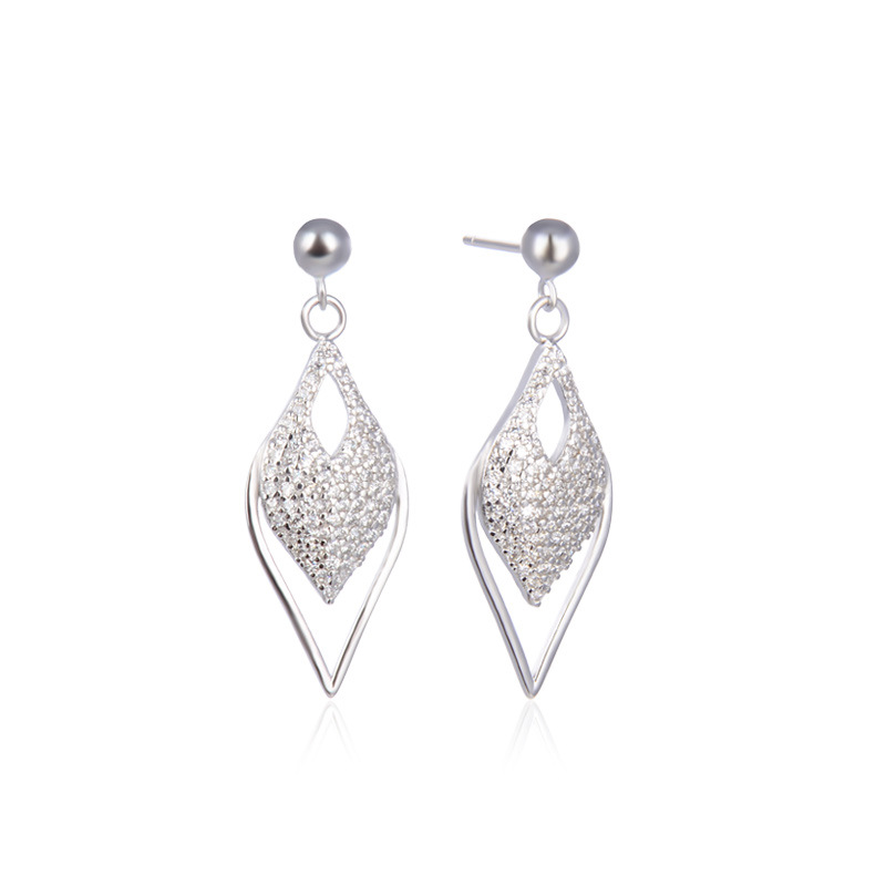 Estilo japonés y coreano simple geométrico ZIRCON pendientes s925 plata esterlina diamante-incrustado moda ol diamante pendientes para mujeres