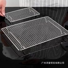 304不锈钢烧烤网长方形带脚沥水沥油架烘焙晾晒网户外烧烤网架新