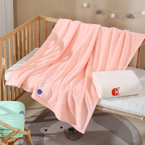 Children's enlarged 80*100cm bath towel baby's skin-friendly soft and lint-free thickened and absorbent baby coral velvet bath towel